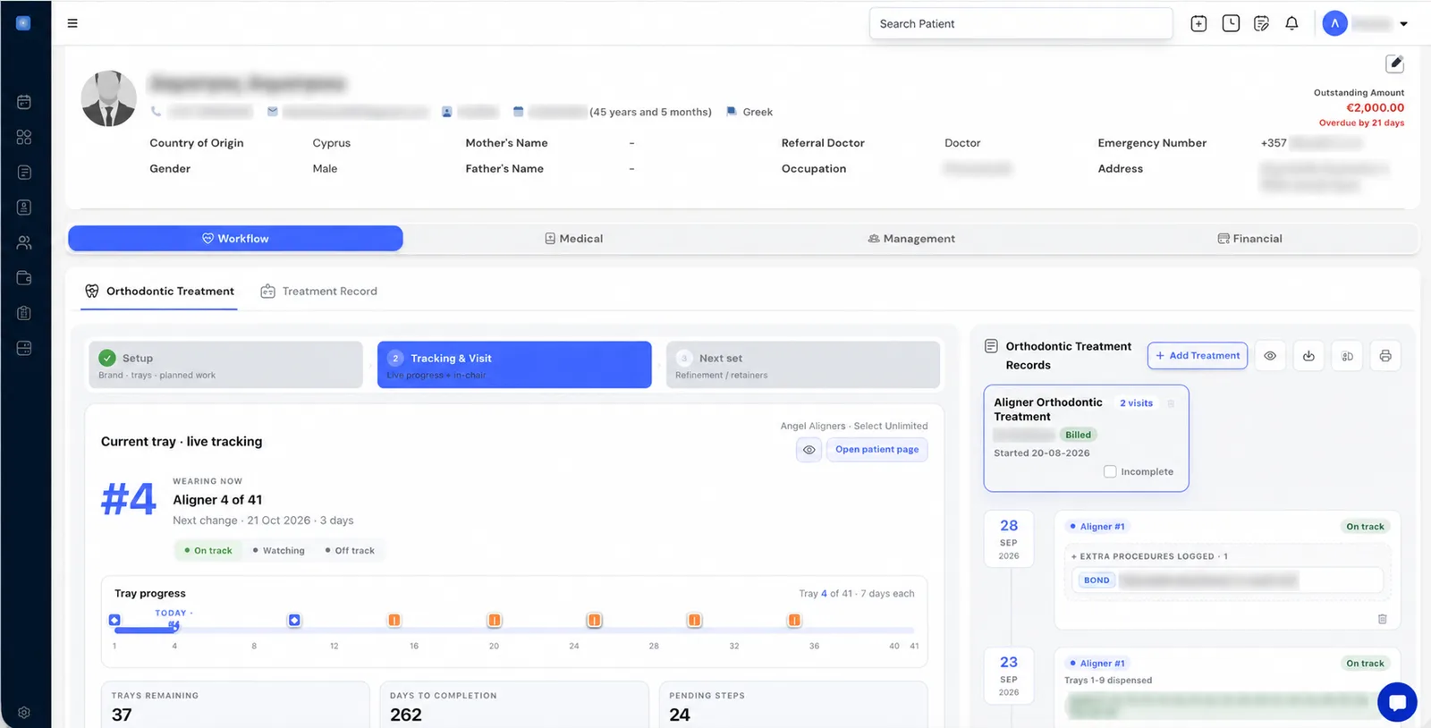 Live aligner tracking: Aligner 4 of 41